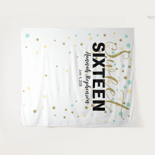 zoete 16 verjaardag Foto Booth backdrop banner Wandkleed (Voorkant (horizontaal))