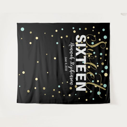 zoete 16 verjaardag Foto Booth backdrop banner Wandkleed (Voorkant (horizontaal))