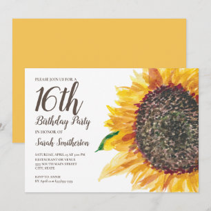 Zoete 16 Verjaardag Meisjes Geel Bruine Zonnebloem Kaart