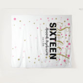 zoete 16 verjaardag Photo Booth achtergrond banner Wandkleed (Voorkant (horizontaal))