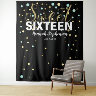 zoete 16 verjaardag Photo Booth achtergrond banner Wandkleed
