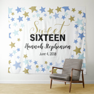 zoete 16 verjaardag Photo Booth achtergrond banner Wandkleed