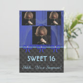 Zoete 16 Verrassende Blauwe Zijde Zijde & Pearls & Kaart (Staand voorkant)