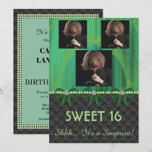 Zoete 16 Verrassende Partij Groene Zijde & Pearls  Kaart