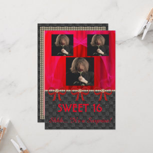 Zoete 16 Verrassende Partij Rode Zijde & Pearls &  Kaart