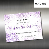 Zoete 16 violetjurk, behalve de datummagneet magnetische uitnodiging