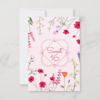 Zoete 16 Wildbloemen Roze Birthday Party