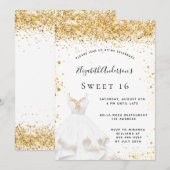 Zoete 16 witgouden jurk glitter kaart (Voorkant / Achterkant)