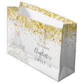 Zoete 16 witte goudglitter-jurk groot cadeauzakje (Voorkant Gekanteld)