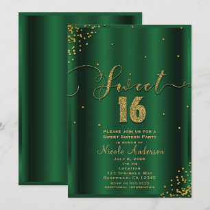 ZOETE 16 Zestien Smaragd & Gouden Confetti Hoeken Kaart