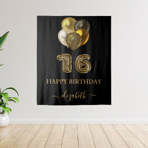 Zoete 16 zwart gouden luipaardprint ballonnen wandkleed