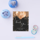 Zoete 16 zwarte goudglitter bedankt budget flyer (Enkel)