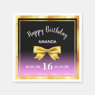 Zoete 16 zwarte paarse roze goudstrik servet