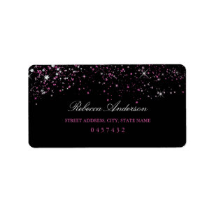 Zoete 16 Zwarte Roze Glitter Adreslabels Etiket