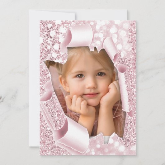 Zoete 16e 1e 2e 3e roze glitter 3d kaart (Voorkant)