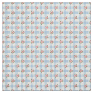 Zoete 50s Retro Rosebud Blauwe Ginghamruit Stof