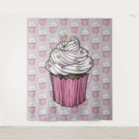 Zoete Aanzoek Cupcake Wandkleed (Voorkant)