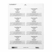 Zoete aardappel taart recept etiket (Full Sheet)