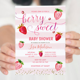 Zoete aardbei baby shower uitnodiging