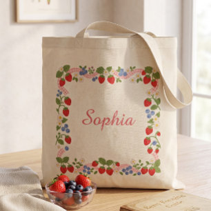 Zoete Aardbei Bosbes Krans Cottagecore Tote Bag