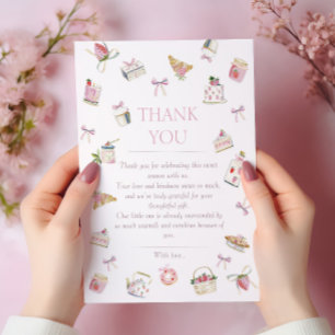 Zoete Aardbei Dessert Baby Shower Waterverf Bedankkaart