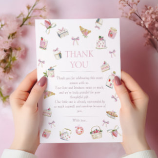 Zoete Aardbei Dessert Baby Shower Waterverf Bedankkaart