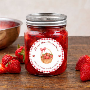 Zoete aardbei jam baby shower bedank sticker