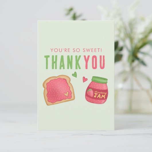 Zoete Aardbei Toast en Jam Bedankkaart (Staand voorkant)