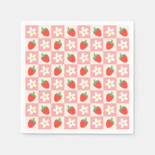 Zoete aardbeien & bloemen servetten