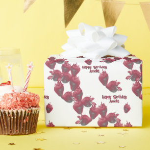 Zoete aardbeien gepersonaliseerd cadeaupapier