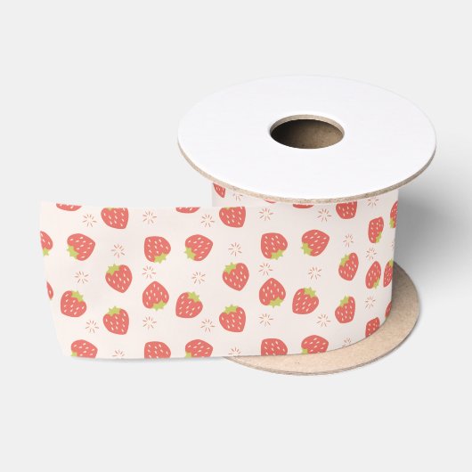 Zoete Aardbeien Patroon Lint (Spoel)