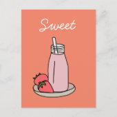 Zoete aardbeienmokshake roze schattig briefkaart (Voorkant)