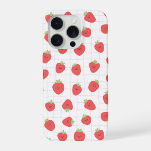 zoete aardbeienpatroon telefoonhoesje. iPhone 15 pro hoesje