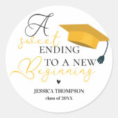 Zoete afsluiting van een nieuw begin 2025 Afstuder Ronde Sticker (Voorkant)