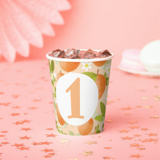 Zoete als 'Peach Theme Birthday Party Paper cup' Papieren Bekers