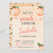 Zoete als uitnodiging voor een Peach Birthday Part (Voorkant / Achterkant)