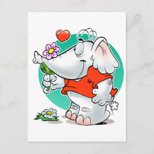 Zoete amours olifant met bloem briefkaart