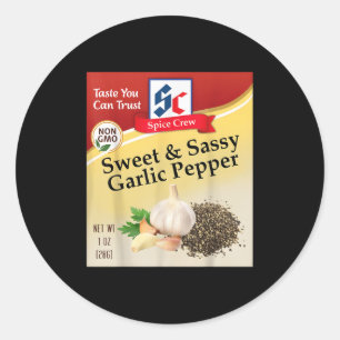 Zoete & Sy Garlic Pepper Condiment Kruiden Gro Ronde Sticker
