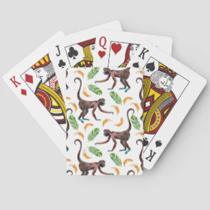 Zoete apen die met bananen jongleren pokerkaarten