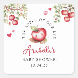 Zoete Appel Van Ons Oog Baby Shower Vierkante Sticker