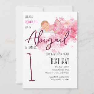 Zoete Baby Ballerina 1e Verjaardag Meisje Roze Kaart
