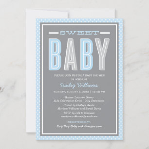 Zoete Baby Blue Grijze Vetgedrukte Type Baby Showe Kaart