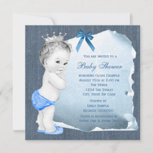 Zoete Baby Boy Blue Denim Baby Shower Kaart