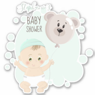 Zoete Baby- en Beer ballon Sticker