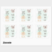 Zoete Baby- en Beer ballon Vierkante Sticker (Vel)