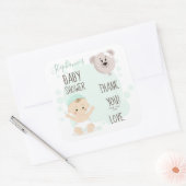 Zoete Baby- en Beer ballon Vierkante Sticker (Envelop)
