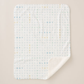 Zoete Baby Jongen Alfabet ABC's Pastelkleuren Blau Sherpa Deken