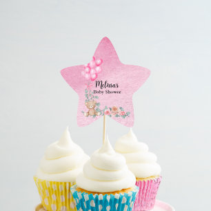 Zoete Baby Meisje Ballon Eucalyptus Cupcake Topper Ster Sticker