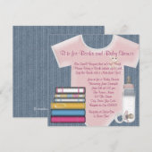 Zoete baby meisje brengt een boek baby shower kaart (Voorkant / Achterkant)