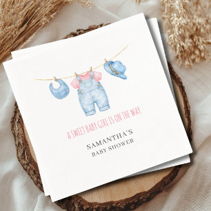 Zoete Baby Meisje Waslijn Baby Shower Servet